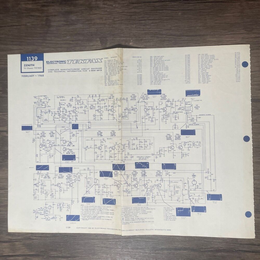 Tekfax Television Circuit Diagram Zenith Silvertone TV Art 1968 Electronic Tech